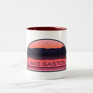 Caneca De Café Em Dois Tons Lago Gaston Carolina do Norte Virgínia Red Sunrise