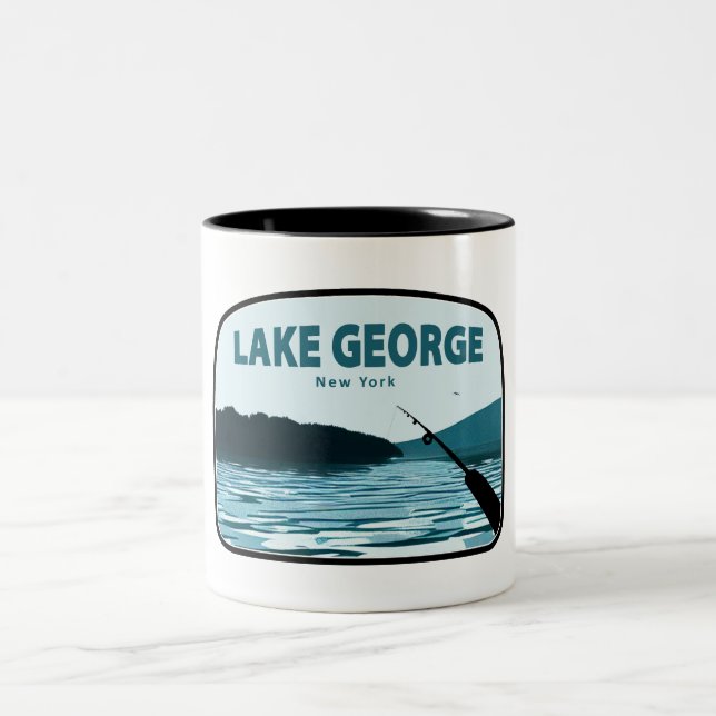 Caneca De Café Em Dois Tons Lago George New York Fish Rod (Centro)