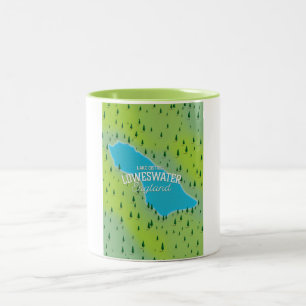 Caneca De Café Em Dois Tons Lago Loweswater, distrito dos lagos, mapa de viage