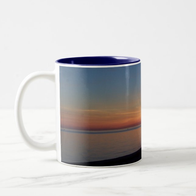 Caneca De Café Em Dois Tons Lago Michigan Sunset Mug (Esquerda)