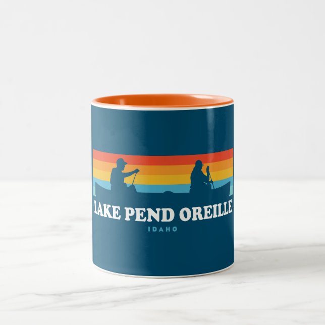 Caneca De Café Em Dois Tons Lago Pend Oreille Idaho Canoe (Centro)