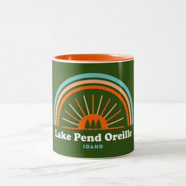 Caneca De Café Em Dois Tons Lago Pend Oreille Idaho Rainbow (Centro)