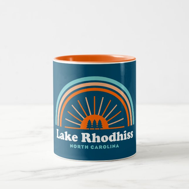 Caneca De Café Em Dois Tons Lago Rhodhiss Carolina do Norte Rainbow (Centro)