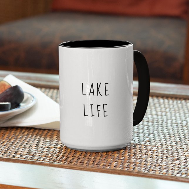 Caneca De Café Em Dois Tons Lago Rustic Life Lake House Casa Moderna Cabina (Criador carregado)