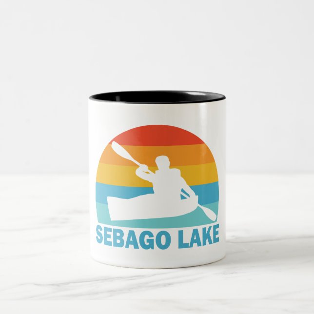 Caneca De Café Em Dois Tons Lago Sebago Maine Caiaque (Centro)