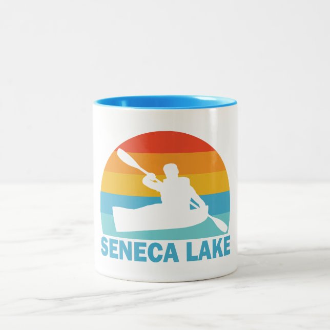 Caneca De Café Em Dois Tons Lago Seneca Nova York Caiaque (Centro)