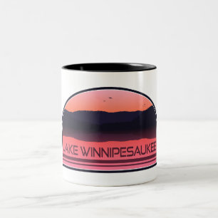 Caneca De Café Em Dois Tons Lago Winnipesaukee New Hampshire Red Sunrise