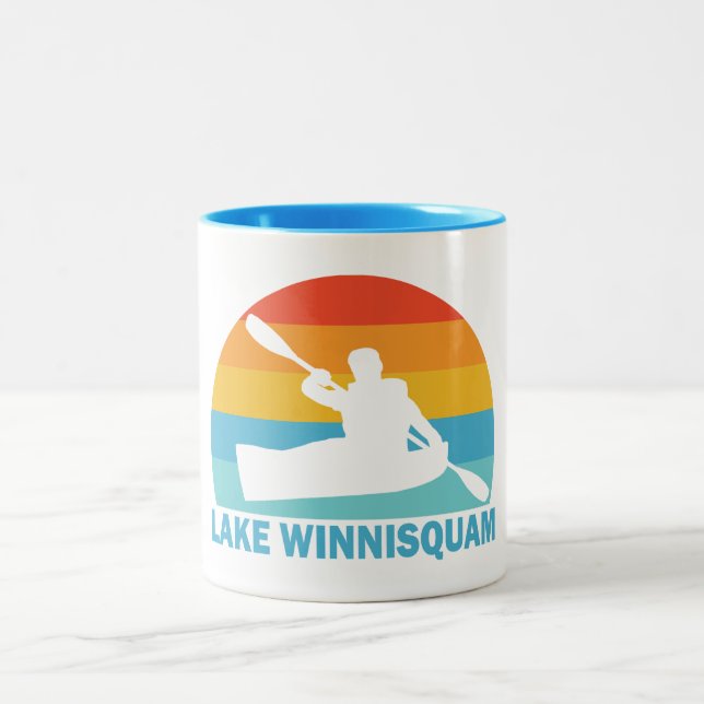 Caneca De Café Em Dois Tons Lago Winnisquam New Hampshire Kayak (Centro)