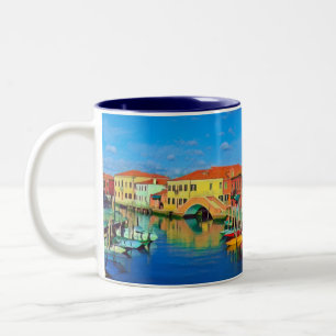 Caneca De Café Em Dois Tons Lagoa veneziana - MURANO - panorama