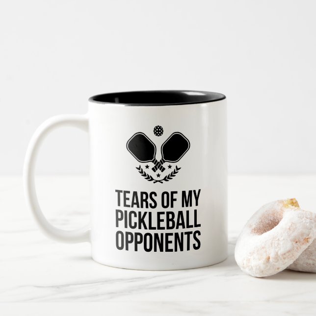 Caneca De Café Em Dois Tons Lágrimas Dos Meus Oponentes De Pickleball (Com Donut)