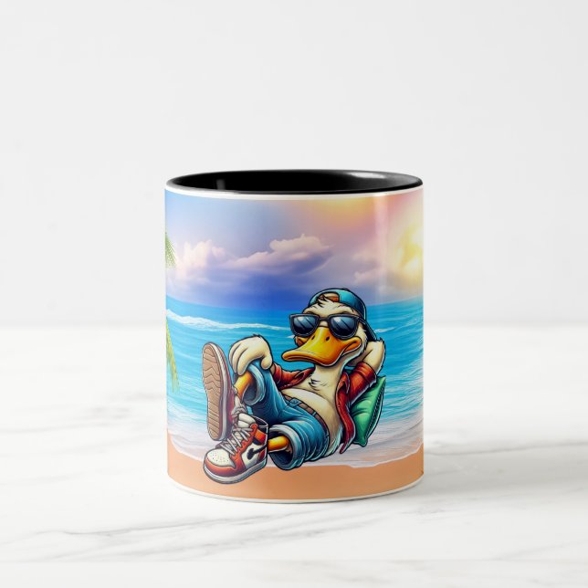 Caneca De Café Em Dois Tons Laid Back Beaching Duck Mug (Centro)
