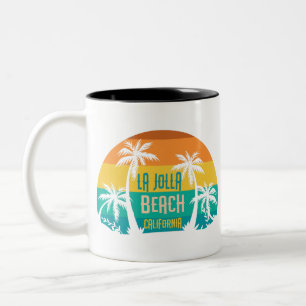 Caneca De Café Em Dois Tons LaJolla Beach Retro