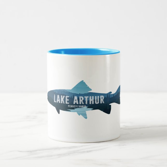 Caneca De Café Em Dois Tons Lake Arthur Pennsylvania Fish (Centro)
