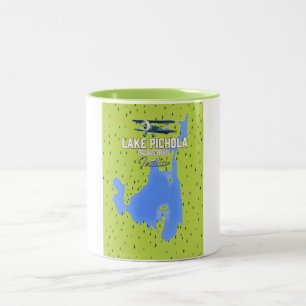 Caneca De Café Em Dois Tons Lake Pichola, mapa de posteres de viagens da Índi