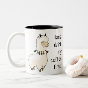 Caneca De Café Em Dois Tons 'lama beba meu café primeiro' lama fofa