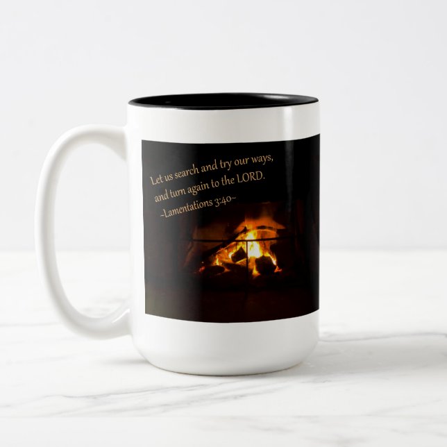 Caneca De Café Em Dois Tons Lamentações 3:40 (Esquerda)