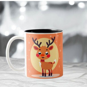 Caneca De Café Em Dois Tons Lâmpada de café com Rudolph