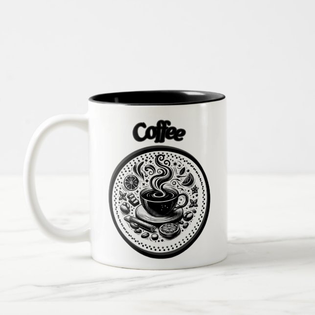 Caneca De Café Em Dois Tons Lâmpadas e Copas (Esquerda)