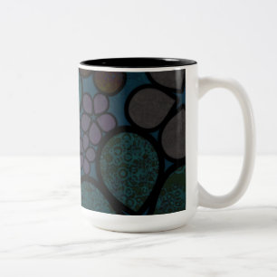 Caneca De Café Em Dois Tons Lâmpadas Florais Multicoloridas, Modernas, Texturi