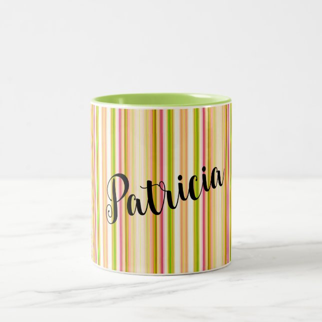 Caneca De Café Em Dois Tons Lança Vertical Verde Laranja Personalizada Mug (Centro)