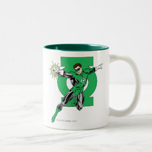 Caneca De Café Em Dois Tons Lanterna Verde com Fundo do Logotipo