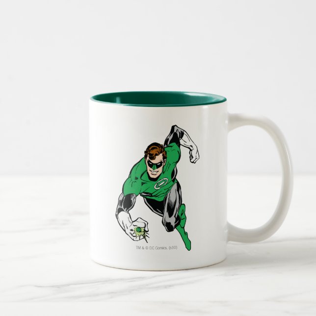 Caneca De Café Em Dois Tons Lanterna Verde Voa para a Frente (Direita)