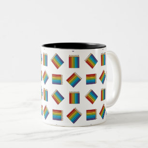 Caneca De Café Em Dois Tons Lápis de Coloração do Arco-Íris