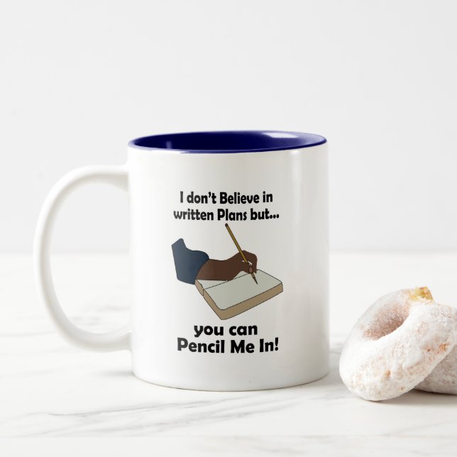 Caneca De Café Em Dois Tons Lápis em Nós Citação Engraçada e Sarcástica  (Com Donut)
