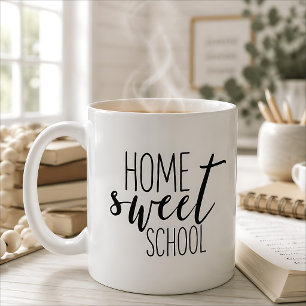 Caneca De Café Em Dois Tons Lar Doce Escola Para Educadores ou Professores em