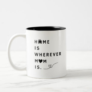 Caneca De Café Em Dois Tons Lar é Onde a Mamãe Está – Presente Para Mamãe