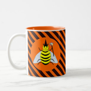 Caneca De Café Em Dois Tons Laranja-e-riscas-pretas de bruxa-de-bruxa-bruxa-br