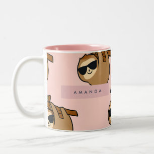 Caneca De Café Em Dois Tons Largura Adorável Personalizada com Padrão de Óculo