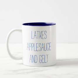 Caneca De Café Em Dois Tons Latkes Applesauce e Gelt