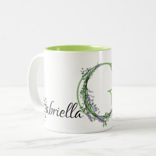 Caneca De Café Em Dois Tons lavanda Eucalyptus - letra G