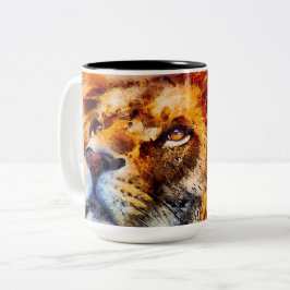 Caneca De Café Em Dois Tons Leão