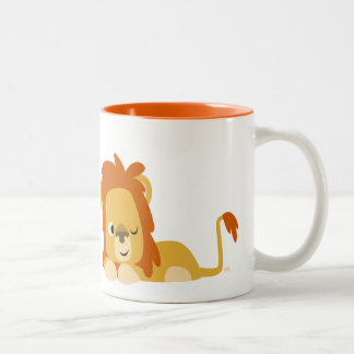 Caneca De Café Em Dois Tons Leão de Cartoon de Cute Awake