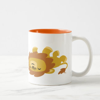 Caneca De Café Em Dois Tons Leão de Cartoon Preguiçoso Bonito