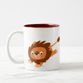 Caneca De Café Em Dois Tons Leão de Cartoons Livremente Bonito
