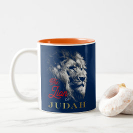 Caneca De Café Em Dois Tons Leão de Judah Marinho Vermelho Dourado Azul