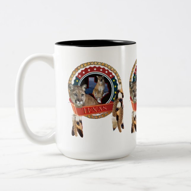 Caneca De Café Em Dois Tons Leão de montanha do Texas (Esquerda)