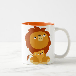 Caneca De Café Em Dois Tons Leão do pai dos desenhos animados bonitos e canec