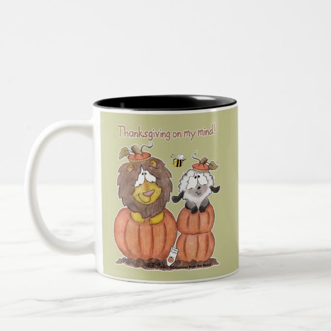 Caneca De Café Em Dois Tons Leão e Lamb em Pumpkins (Esquerda)