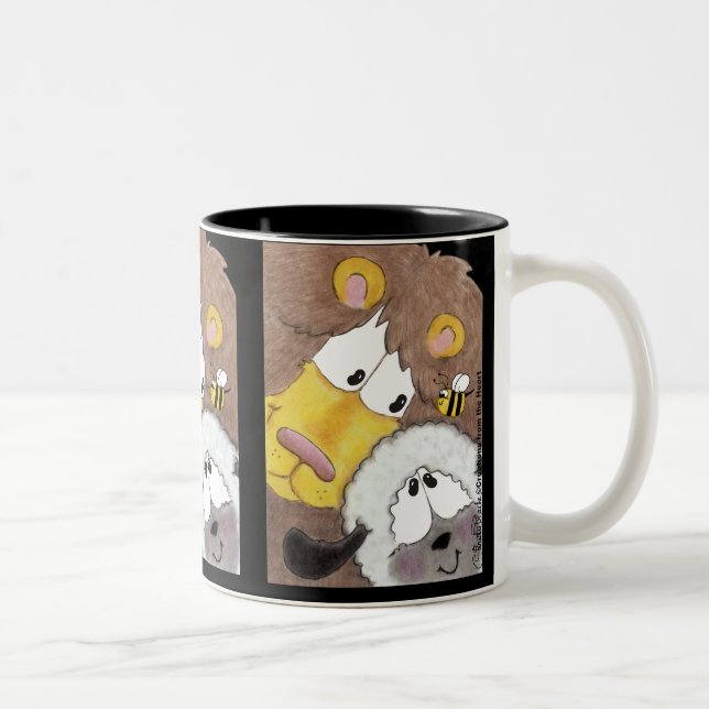 Caneca De Café Em Dois Tons Leão e lâmpada para cima (Direita)