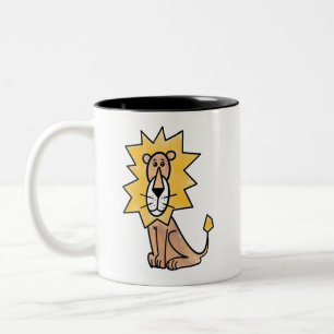 Caneca De Café Em Dois Tons leão fofo desenho infantil retrô safári animal da