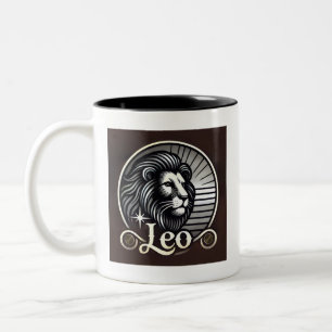 Caneca De Café Em Dois Tons Leão Negro e Branco