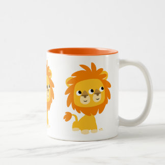 Caneca De Café Em Dois Tons Leãozinho de desenho animado fofo duplo