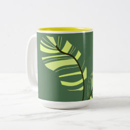 Caneca De Café Em Dois Tons Leaves abstract