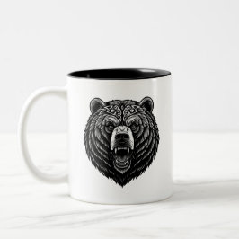 Caneca De Café Em Dois Tons Legado Selvagem: Retrato Celta do Urso para o Seu