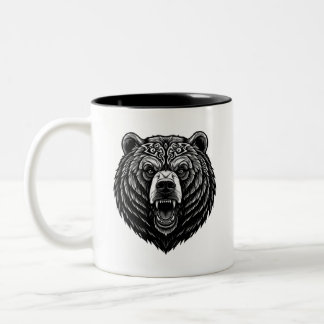 Caneca De Café Em Dois Tons Legado Selvagem: Retrato Celta do Urso para o Seu