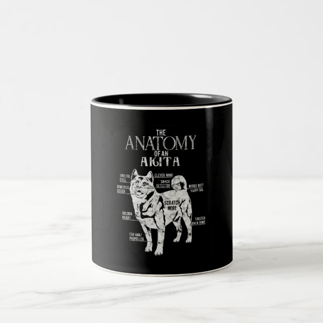 Caneca De Café Em Dois Tons Legal Akita Anatomy Clos Oferece Amantes De Cães (Centro)